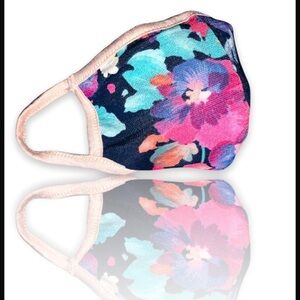 Pink and blue floral face mask